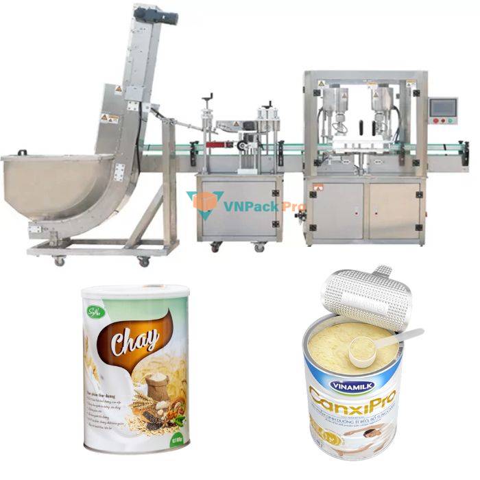 Máy đóng gói bột lon, hộp sữa VNPACK