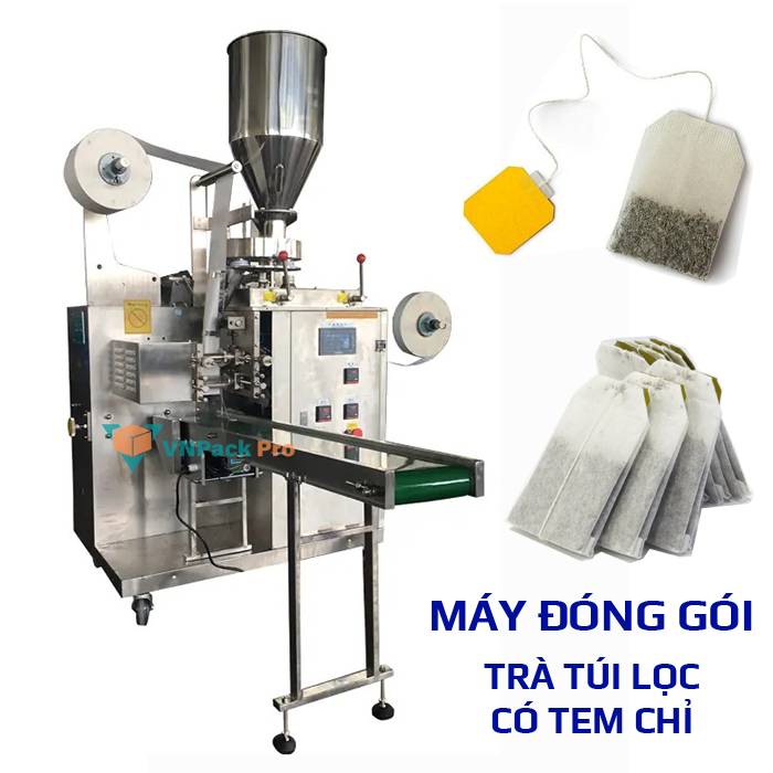 Máy đóng gói trà túi lọc có tem chỉ