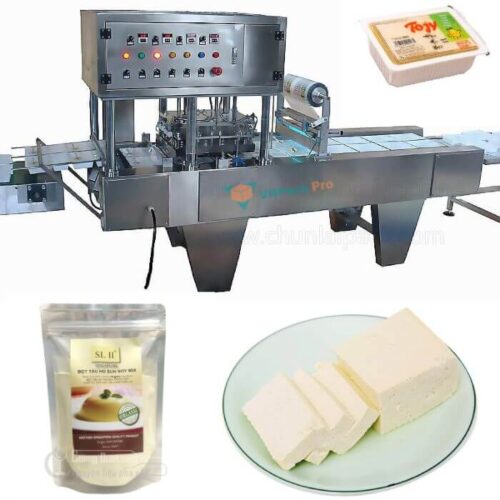 Máy đóng gói đậu hũ tự động VNPACK có thể đóng gói đậu hũ, trà sữa
