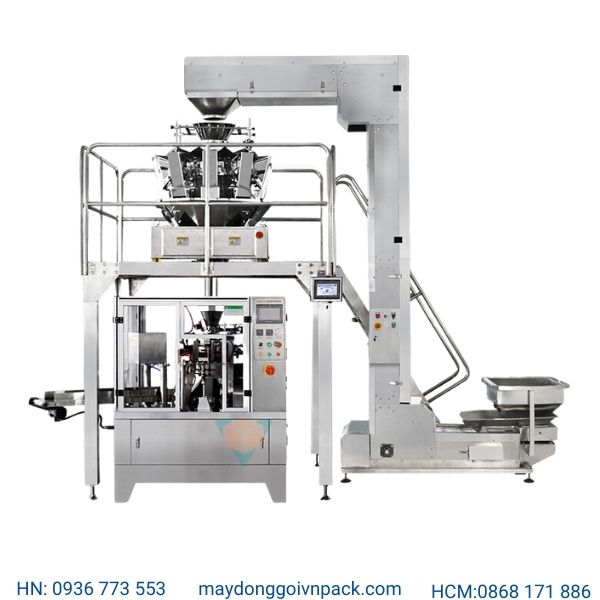 Máy đóng gói hạt điều có băng tải cấp liệu